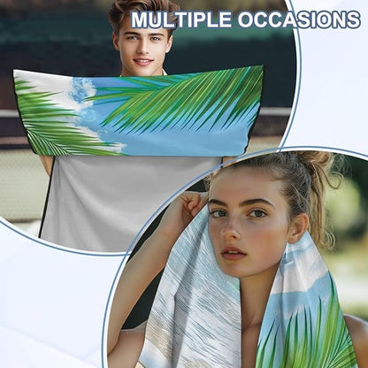Bulopur Hawaiian Car Seat Towel Cover Absorbent Soft Palm Tree Beach Towel Car Seat Covers Front Seats Running Post Workout Sweatproof Yoga Towels Blanket