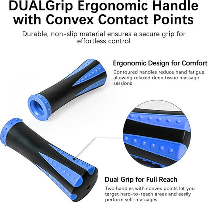 Muscle Roller Massage Roller Stick- Deep Tissue Fascia Blaster for Myofascial Pain Relief, Lymphatic Drainage & Body Sculpting, Handheld Physical Therapy & Recovery Tool (Blue black-18 inch)