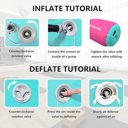 Air Roller Gymnastics Barrel Inflatable Tumbling Roller Air Mat, Air Barrel Gymnastics Tumble Track Mat with Pump for Backhandspring/Training Cheerleading/Yoga/Home and Outdoor Use