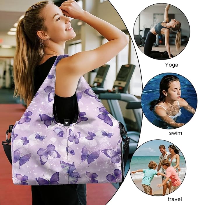 Gym Bag with Yoga Mat Holder Large Tote Bag With Multi Pockets for Women Men Dry Wet Separated Pocket Carryall Yoga Tote Bag for Pilates Travel Workout Office