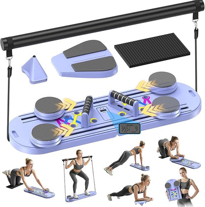Pilates Board,Foldable Pilates Reformer Equipment with Timer, Multi-Purpose Portable Pilates Reformer Machine Home Pilates Kit for Home Workout,Fitness,Exercise,Abs