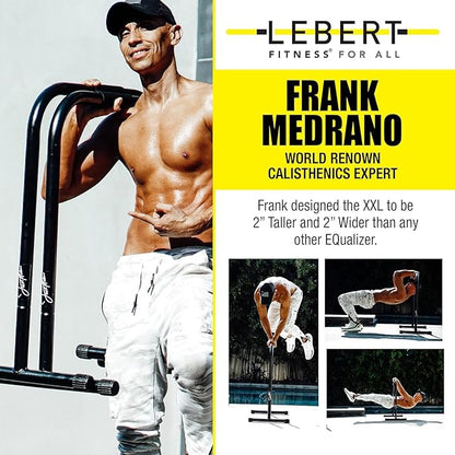 Lebert EQualizer Total Body Strengthener – Portable Dip Station for Full Bodyweight Training – Includes Hip Resistance Band & Online Coaching – Available in Standard & XL Sizes
