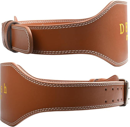 10 Adjustable Holes Genuine Leather Weightlifting Belt, 4”& 6”Width, Double Prong Power Belt for Gym Bodybuilding, weightlifting, powerlifting, squats and deadlifts
