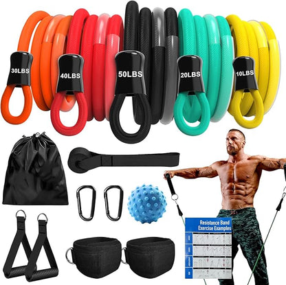 Resistance Bands for Working Out,150LBS Exercise Bands with Handles,Workout Bands for Men Women, Fitness Bands Set for Muscle Training, Strength, Slim, Yoga, Home Gym Equipment