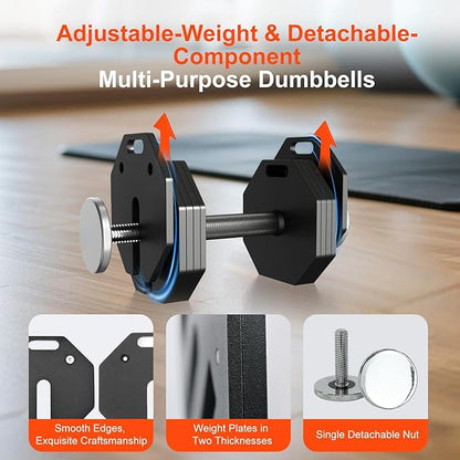 Adjustable Dumbbell Sets, Each 50/80/90/110/120LB Pairs Durable Steel Build, Free Weights Dumbbells Set of 2 with Anti-slip Handle, For Full Body Home Gym Workout Home Strength Training Equipment 50/80/90/110/120LBSX2