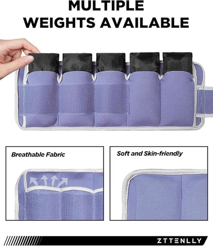 Adjustable Ankle Weights for Women Men and Kids | 1 Pair 5 10 15 18 20 Lbs Leg Wrist Ankle Weight Straps for Yoga, Walking, Running, Aerobics, Gym, Dance, Pilates, Cardio