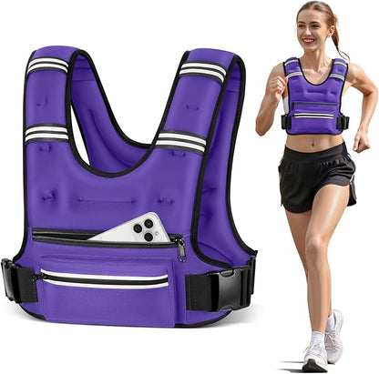 Weighted Vests for Women Men, 8 12 16 20 lb Weighted Vest with Storage Pockets, Rucking Vest with Reflective Stripe, Adjustable Straps Weight Vest for Running, Walking, Workout, Training