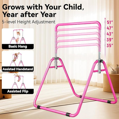 Kids Gymnastics Bar Gymnastic Equipment for Home Adjustable Height Gymnastic Training Bar Gymnastic Stuff for 3-7 Years Old Girls