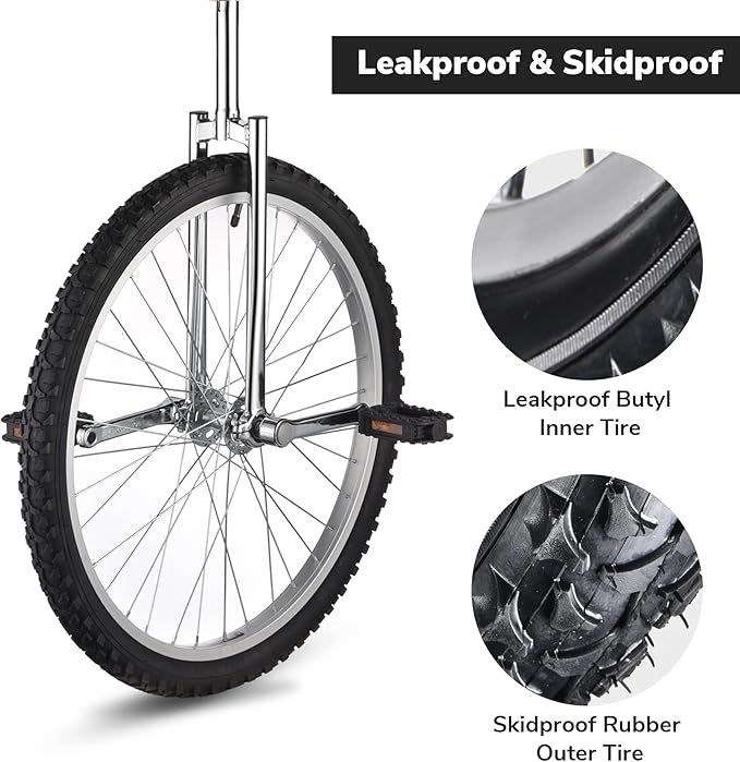 AW 16/18/20/24 Inch Wheel Outdoor Unicycle Adjustable Seat Exercise Bicycle Fit Adults Kids Outdoor Sports Fitness Exercise, for Choice