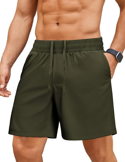 PINSPARK Men's Gym Workout Shorts - 7" Quick Dry Running Athletic Shorts with Towel Loop and Zipper Pockets