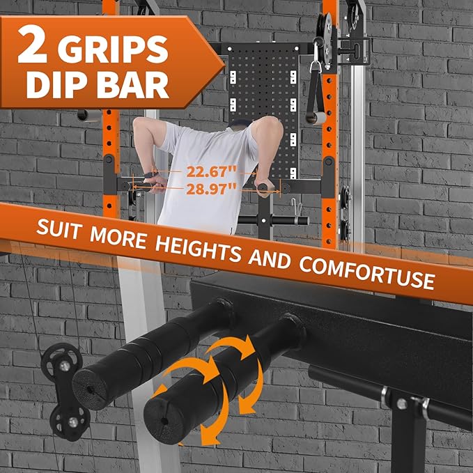 Power Cage, 2000LB Power Rack with Independent Dual Pulley System, Multi-Function Home Gym Workout Machine for Stability & Strength Training