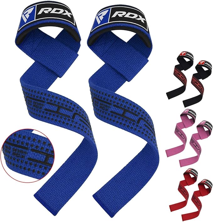 RDX Lifting Straps for Weightlifting –100% Cotton Heavy Duty Gym Wrist Strap with 5MM Neoprene Padding, 60CM Anti-Slip Hand Grip Wraps for Deadlifts Powerlifting Workouts Strength Training, Men Women