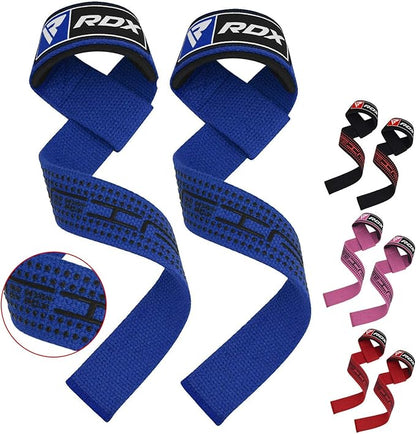 RDX Lifting Straps for Weightlifting –100% Cotton Heavy Duty Gym Wrist Strap with 5MM Neoprene Padding, 60CM Anti-Slip Hand Grip Wraps for Deadlifts Powerlifting Workouts Strength Training, Men Women