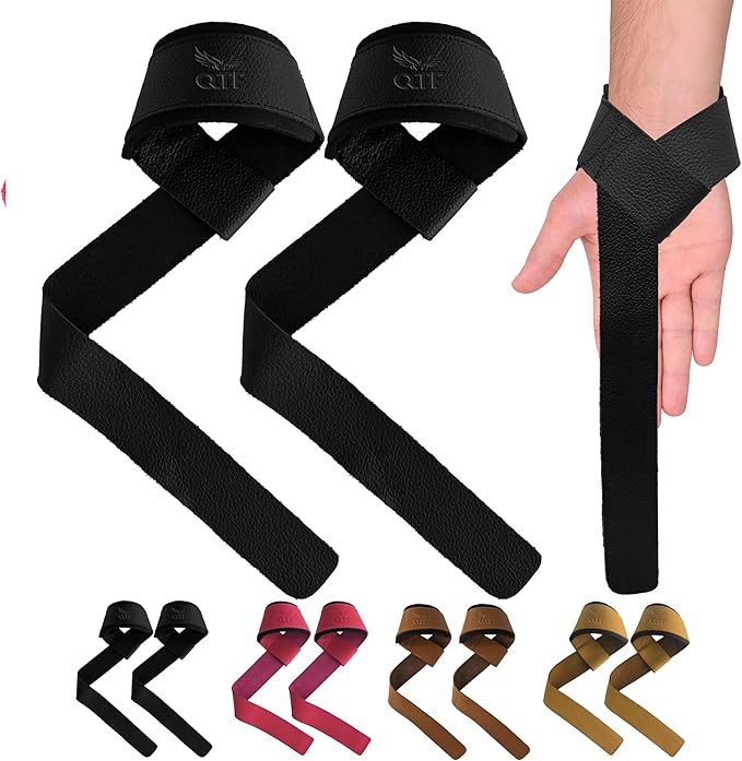 Genuine Leather Lifting Straps, Wrist Assistance for Heavy Pulls, Weightlifting Bodybuilding, Gym, Fitness Accessories, Strength Training, Powerlifting, & Deadlifts