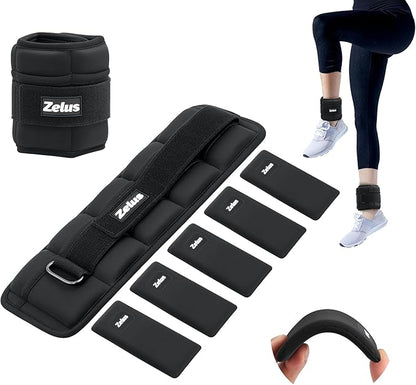ZELUS Soft Iron Z-Fit Ankle Weights 1 Pair Adjustable, 4LB/7LB/10LB for Women Men, Ultra Thin Leg Weights with Adjustable Straps, Arm Weight for Gym Home Yoga Jogging Walking