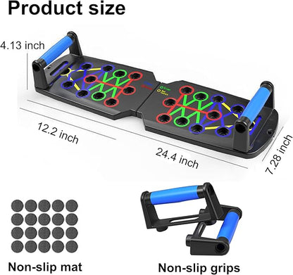 Functional Pushup Stands System Fitness Floor Chest Muscle Exercise Professional Equipment Burn Fat Strength Training Arm Men & Women Solid Push Up Board 28 in 1 Home Workout Equipment Multi