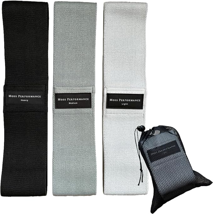 Premium Fabric Resistance Bands, Glute Bands, Set of 3 Resistance Strengths with Carrying Bag for Men & Women, Strength Training, Pilates, Physical Therapy, Home Exercise, & More