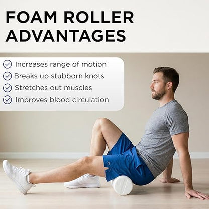 THERABAND Pro Foam Roller, 6" x 12" Round; White Back Roller, Compact 6 Inch Diameter for Deep Tissue Massage, Physical Therapy, Myofascial Release, Core Stabilization