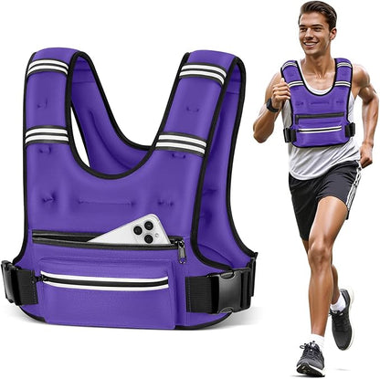 Weighted Vests for Women Men, 8 12 16 20 lb Weighted Vest with Storage Pockets, Rucking Vest with Reflective Stripe, Adjustable Straps Weight Vest for Running, Walking, Workout, Training