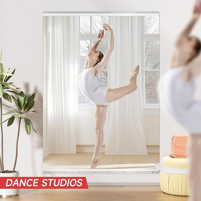 Home Gym Mirror, 63" x 24", 2PCS Large Full Body Mirror for Yoga, Silver Frameless Tempered Glass, Wall-Mounted Wall Mirrors for Home Gym, Workout, Garage, Bedroom, Bathroom, Dance Studio