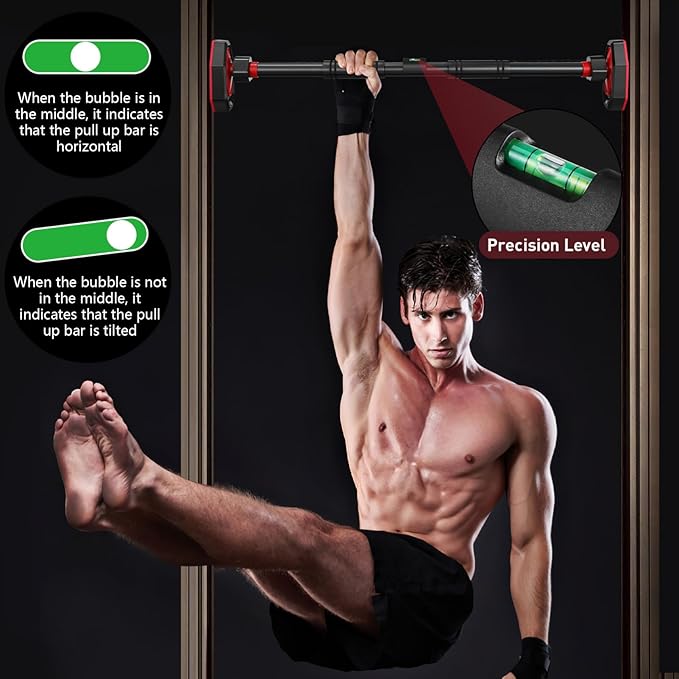 Adjustable Pull up Bar for Doorway - Portable Home Gym Strength Training Equipment with Secure Locking and Comfortable Grip No Drilling Fits 25.59-39.37 Inch Doors