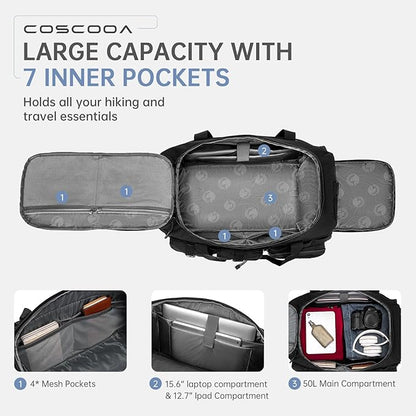 Tactical Gym Bags for Men, Carry On Luggage 22x14x9 Airline Approved, 3 in 1 Duffle Bag with Shoe Compartment,Travel Backpack Weekender Overnight Range Bag for Workout Football, Black
