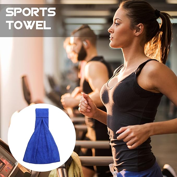 TOYANDONA Sports Sweat Towel with Hook and Quick-Dry Microfiber, Portable Gym and Yoga Fitness Sweat Absorbent Towel for Travel and Outdoor Use, Blue