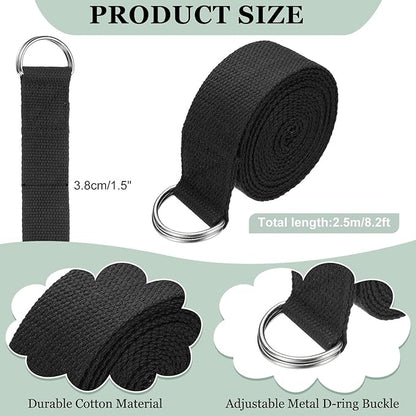 Yoga Strap for Stretching, Athletic Stretch Band with Adjustable Metal D Ring Buckle Yoga Bands