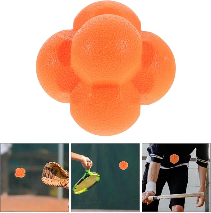 Hexagonal Reaction Ball for Reflex Training Orange Agile Speed Training Tool for Hand Eye Coordination Goalkeeper and Baseball Practice Reaction Equipment