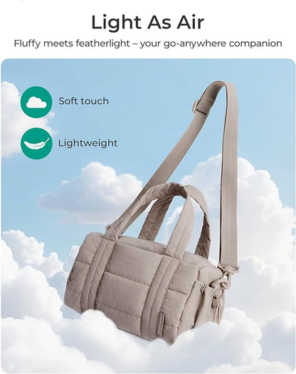 BAGSMART Reiki Gym Bag for Women, Mini/Medium Crossbody Bags for Women, 5L Dance Bag with Detachable Strap, 15L Yoga Mate Bag with Wet & Dry Pocket, Mini/Sand Brown