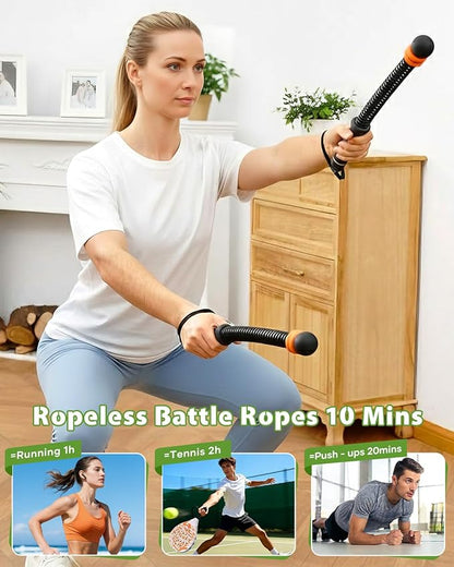 Saker Ropeless Battle Ropes Cordless Workout Rope, Adjustable Weighted Inertia Training Equipment, Portable Battle Rope Alternative for HIIT Strength Cardio, Quiet Home Gym Fitness Equipment