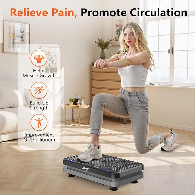 AXV Vibration Plate Fitness Platform Exercise Machine Vibrating Shaking Full Body Shaker Workout Vibrate Stand Shake Board Sport Gym for Weight Loss Fat Burner for Women Men