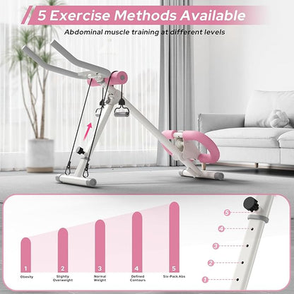Ab Machine, Adjustable Ab Workout Equipment, Ab Trainer Machine for Abs Workout, Ab Workout Machine for Body Shaping Foldable Waist Trainer at Home Gym