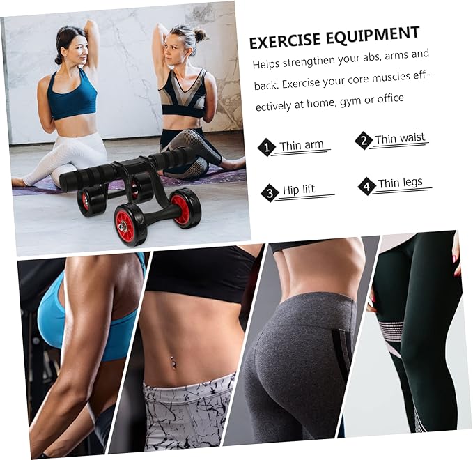 1set Four-wheel Abdominal Roller for Core Strength Training Non- Ab Exercise Equipment for Home and Gym Workouts Suitable for Beginners and Advanced Users