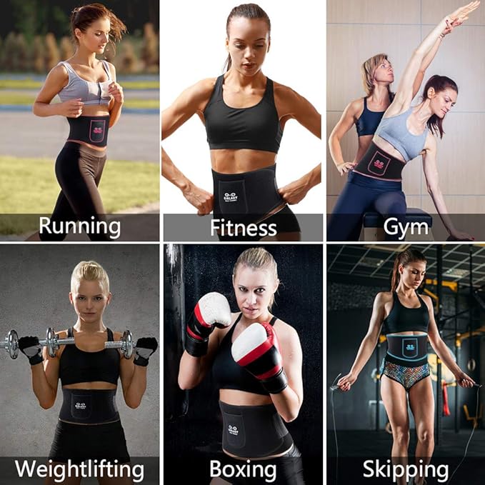 Stomach Sweat Band for Women - Sweat Waist Trimmer Belt Workout Waist Trainer Neoprene ab Wrap with Pocket