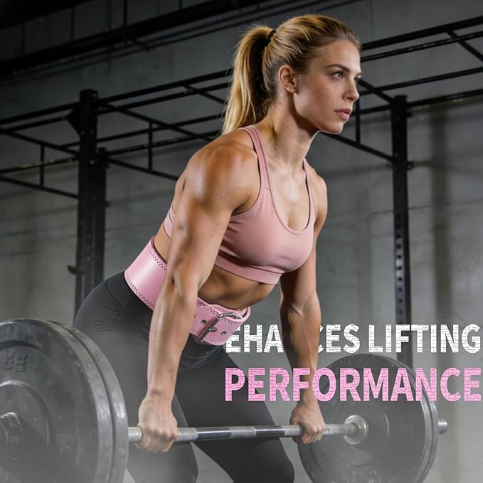 Weightlifting Belt - Pro Leather Belt for Powerlifting, Squats & Deadlifts, Lower Back Support with Adjustable Buckle for Men & Women