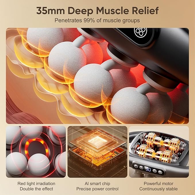 20 Head Massage Gun Deep Tissue - 2026 Upgrade 20-Drive Back Muscle Massager with 3 Modes & 30 Intensities, Portable Quiet Percussion Massager for Legs, Waist, Back, Neck, Buttocks Muscles Pain Relief