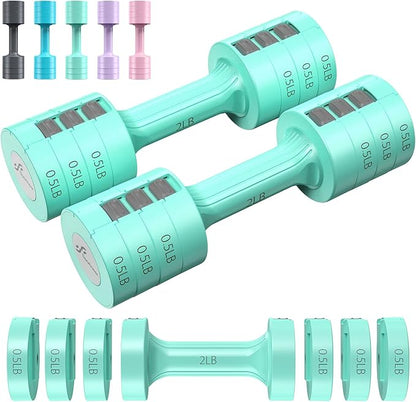 Sportneer Adjustable Dumbbells Hand Weights Set: 5 lb Dumbbell Set of 2 Each 2lb 3lb 4lb 5lb Free Weights Fast Adjust Weight 4 In 1 Weights Dumbbells Set for Women Men Home Gym Exercise Training