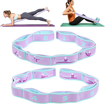 Elastic Yoga Stretching Strap with Loops, Adjustable Stretch Strap Flexible Pilates Stretch Band for Physical Therapy Pilates Yoga Dance Gymnastics Exercise