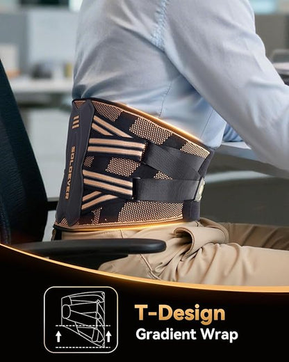 Copper-Infused Back Brace for Men Lower Back Pain Relief [Medical-Grade & Stronger Support] Lumbar Support Belt with Support System for Women - Back Support Brace for Heavy Lifting and Work