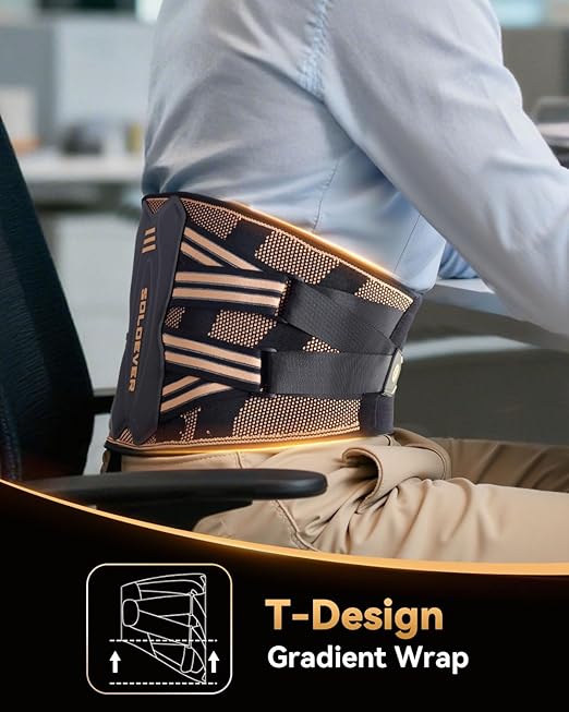 Copper-Infused Back Brace for Men Lower Back Pain Relief [Medical-Grade & Stronger Support] Lumbar Support Belt with Support System for Women - Back Support Brace for Heavy Lifting and Work