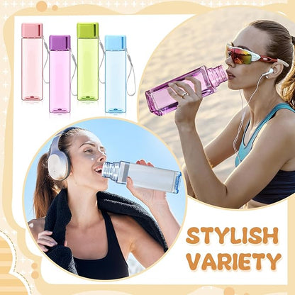 Mifoci 20 Pieces Water Bottle Bulk 17 oz Plastic Water Bottles Bulk Gym Sports Adults Reusable Large Drinking Cups for Outdoor Fitness(Colorful,Rectangle)