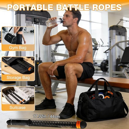 2 PCS Weighted Ropeless Battle Ropes,Portable Cordless Battle Ropes for Home Gym,Adjustable Resistance Portable Cordless Jump Rope Workout Equipmen,Exercise Rope for Strength Building, HIIT(Pink)