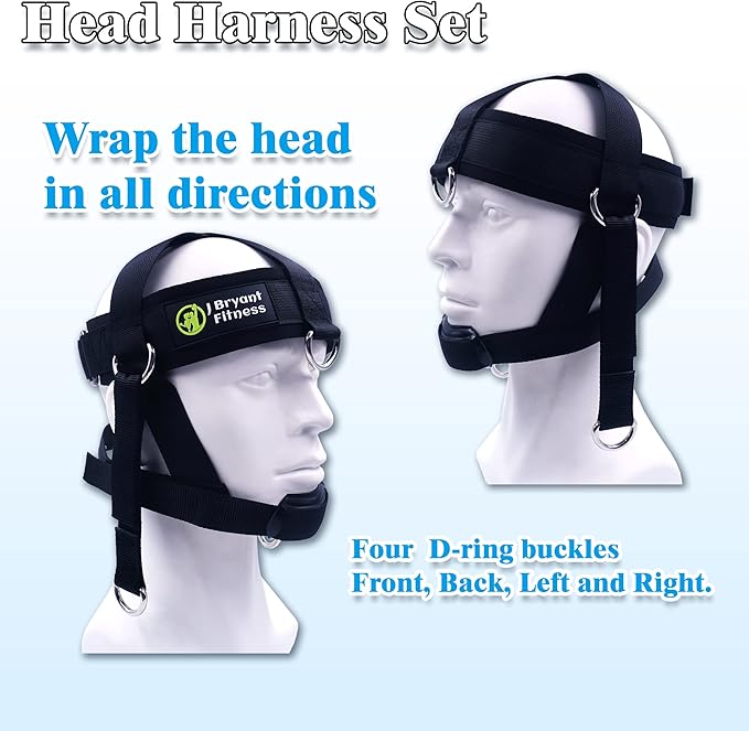 J Bryant Neck Harness Head - Weight Lifting with Resistance Tube Bands - Door Anchor Set Adjustable Neck Training Strap Exercise Equipment