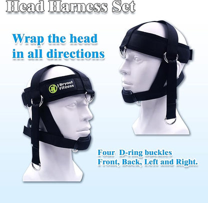 J Bryant Neck Harness Head - Weight Lifting with Resistance Tube Bands - Door Anchor Set Adjustable Neck Training Strap Exercise Equipment