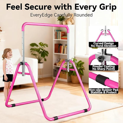 Kids Gymnastics Bar Gymnastic Equipment for Home Adjustable Height Gymnastic Training Bar Gymnastic Stuff for 3-7 Years Old Girls