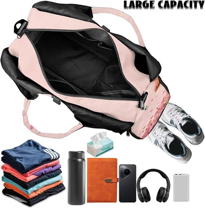 Gym Bag with Yoga Mat Holder Large Tote Bag With Multi Pockets for Women Men Dry Wet Separated Pocket Carryall Yoga Tote Bag for Pilates Travel Workout Office