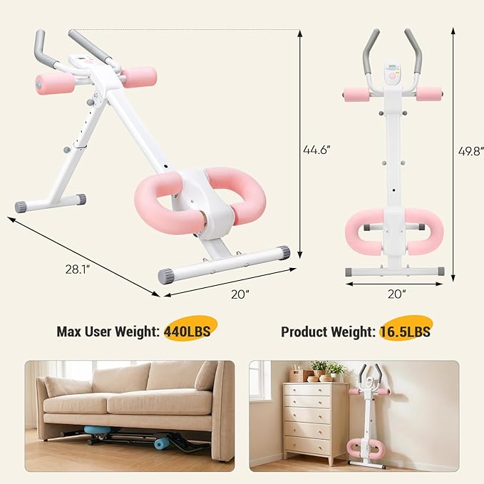 NEWBULIG Ab Machine, Abs Workout Equipment for Home Gym, Adjustable Ab Trainer Machine for Stomach Workout, Foldable Abdominal Trainer