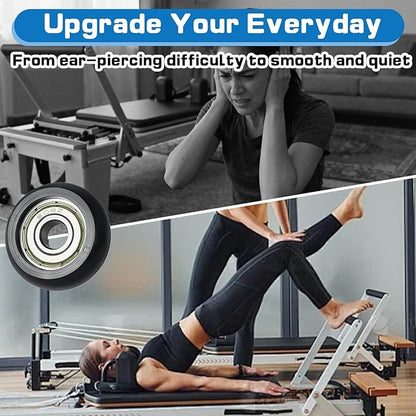6Pcs Replacement Roller Wheels, Compatible with Aero Pilates Reformer Machines, Smooth & Quiet Glide Rollers Easy Tool-Free Installed Rollerwheels, Durable PU & POM Parts for Pilates Machine Repair