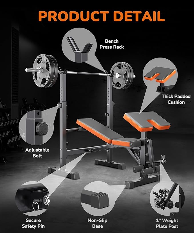 Adjustable/Foldable Weight Bench, 660LBS Home Gym Workout Bench Lifting Sit-up Exercise Bench for Bench Press